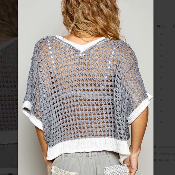 ☀️POL “ Genoa 2” POL Open Knit Sweater with Handmade Floral detail SR18 - Picture 3 of 3